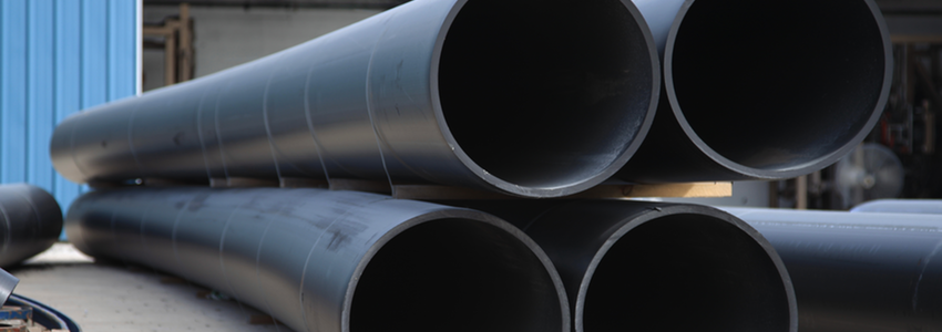 A stack of HDPE pipe