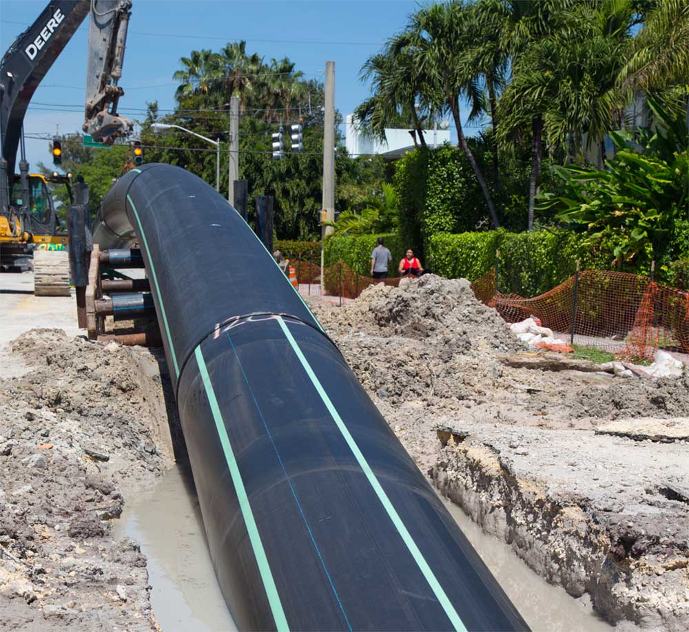 A Large HDPE pipe installed in Florida