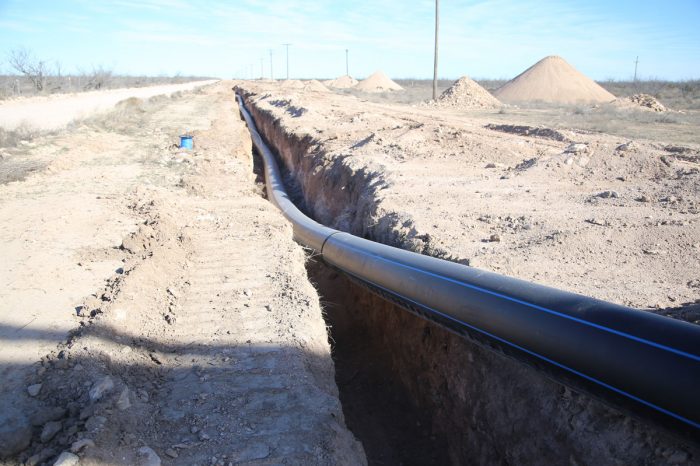 HDPE pipe installed Big Lake, Texas for water supply transportation