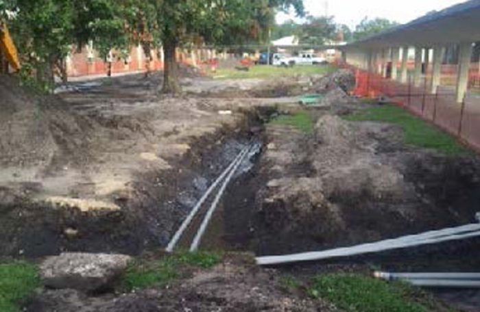 Pipe being laid in Jacksonville, Florida